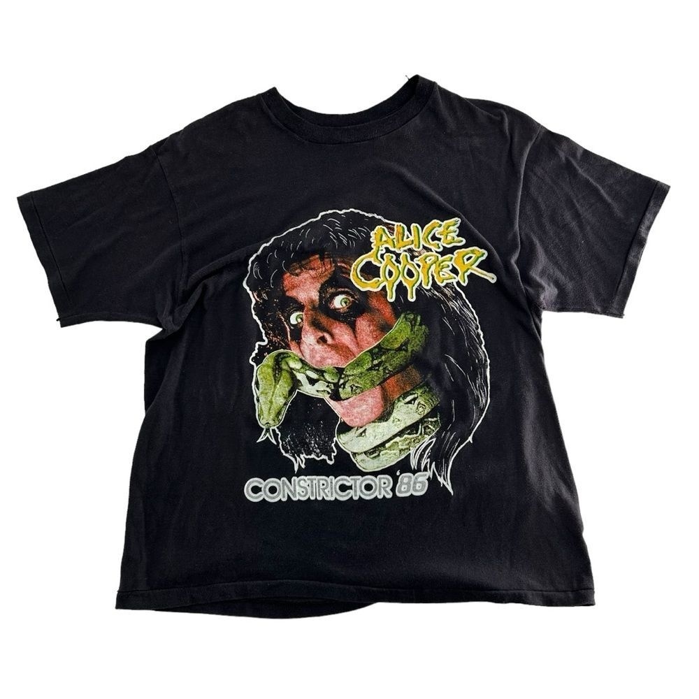 Vintage Alice Cooper Shirt‎ Mens Medium Black Constrictor 1986 Nightmare Returns